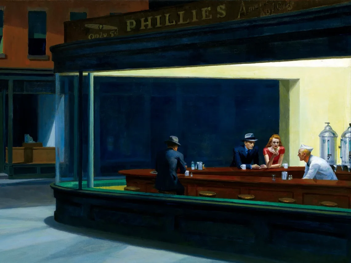 Nighthawks d'Edward Hopper: "Ningú no parla. Ningú no mira ningú altre. És el bar un refugi per als aïllats, un lloc de consol, o serveix per il·lustrar la desconnexió que prolifera a les ciutats?